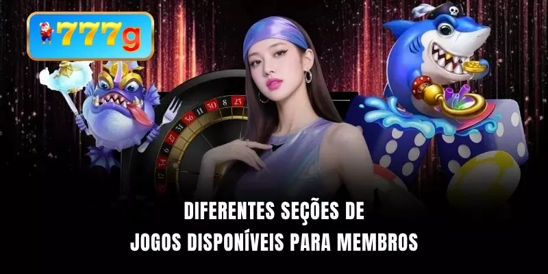Diferentes seções de jogos disponíveis para membros